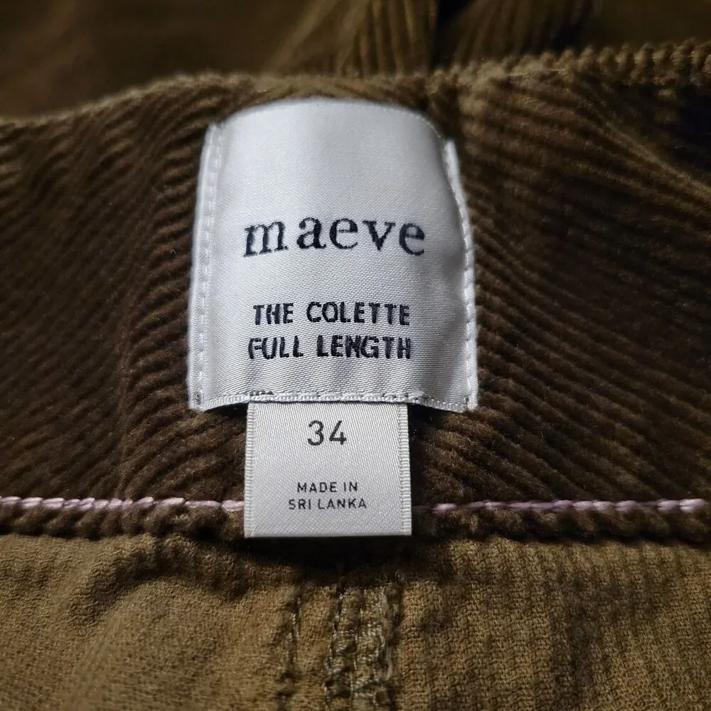 Anthropologie Maeve The Colette Wide Leg Velvet Corduroy Brown Pants 34 Women's - Picture 5 of 15